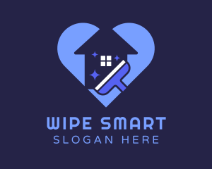 Heart Home Cleaning Wiper logo design