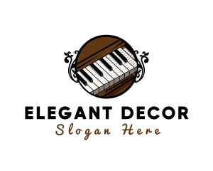 Ornate Music Piano Keys logo design