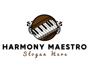 Ornate Music Piano Keys logo design