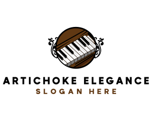 Ornate Music Piano Keys logo design