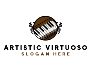 Ornate Music Piano Keys logo design