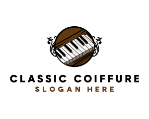 Ornate Music Piano Keys logo design