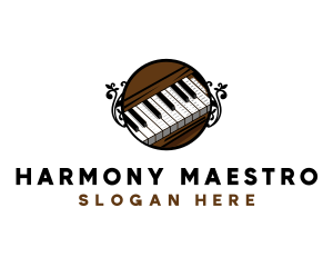 Ornate Music Piano Keys logo design