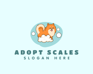 Cute Pet Dog Bubble  logo design