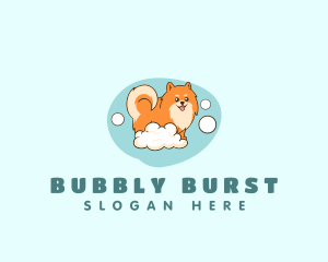 Cute Pet Dog Bubble  logo design