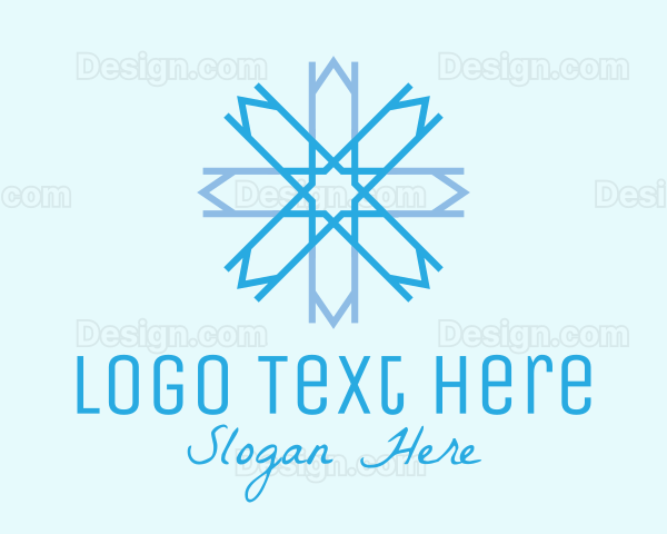 Blue Geometric Snowflake Logo