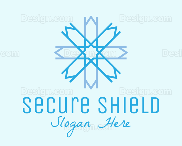 Blue Geometric Snowflake Logo