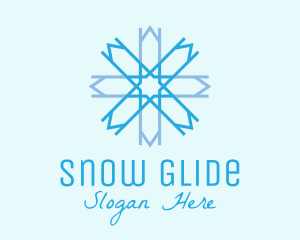 Blue Geometric Snowflake  logo design