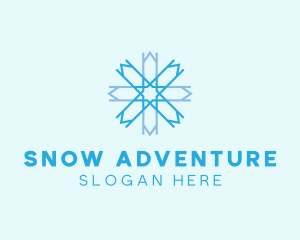 Blue Geometric Snowflake  logo