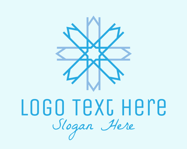 Blue Geometric Snowflake  logo