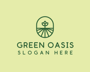 Green Monoline Plant logo design