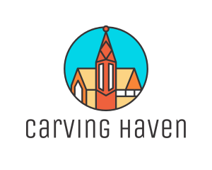 Colorful Cathedral Structure logo design