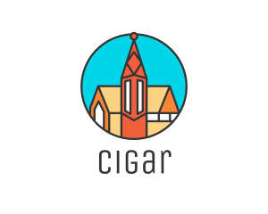 Colorful Cathedral Structure logo design