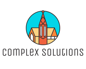 Colorful Cathedral Structure logo design