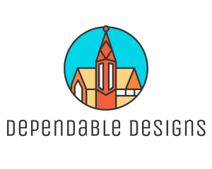 Colorful Cathedral Structure logo design