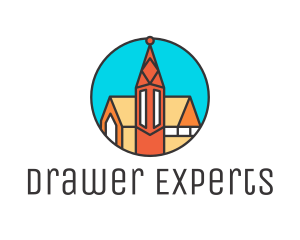 Colorful Cathedral Structure logo design