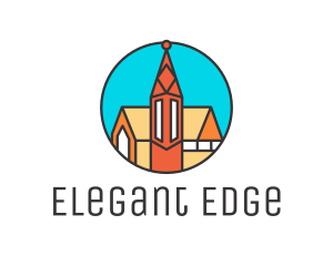 Colorful Cathedral Structure logo design