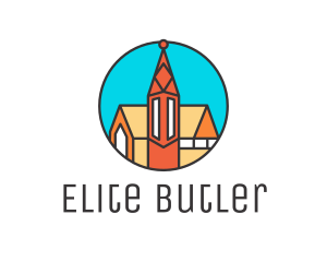 Colorful Cathedral Structure logo design