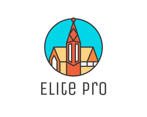 Colorful Cathedral Structure logo design