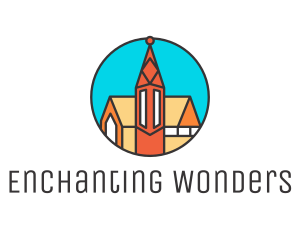 Colorful Cathedral Structure logo design