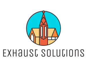 Colorful Cathedral Structure logo design