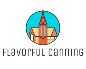 Colorful Cathedral Structure logo design