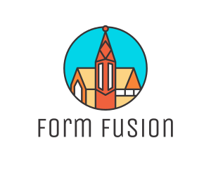 Colorful Cathedral Structure logo design