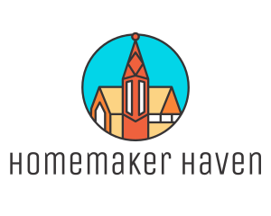 Colorful Cathedral Structure logo design