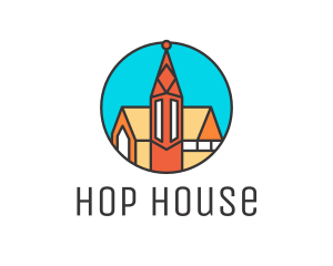 Colorful Cathedral Structure logo design