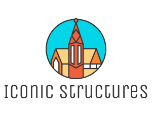 Colorful Cathedral Structure logo design