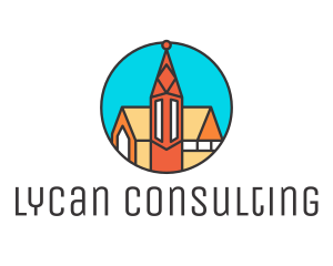 Colorful Cathedral Structure logo design