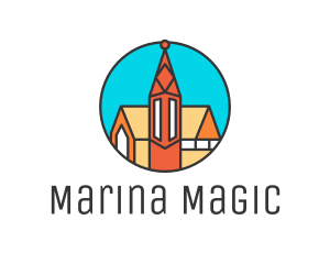 Colorful Cathedral Structure logo design