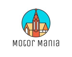 Colorful Cathedral Structure logo design