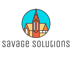 Colorful Cathedral Structure logo design