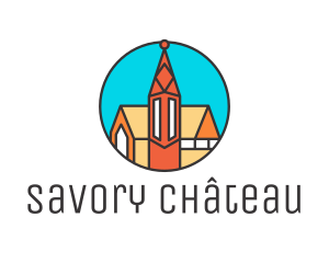 Colorful Cathedral Structure logo design