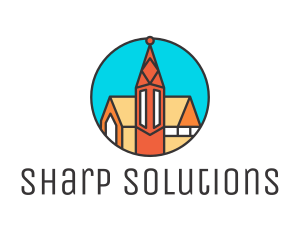 Colorful Cathedral Structure logo design