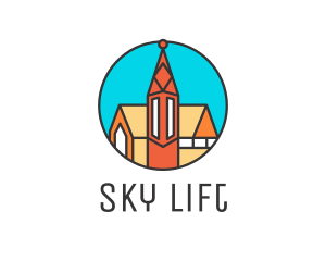 Colorful Cathedral Structure logo design