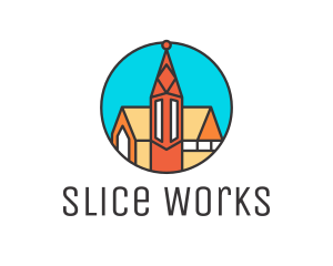 Colorful Cathedral Structure logo design