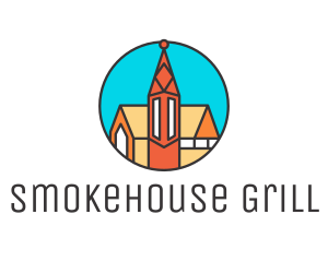 Colorful Cathedral Structure logo design