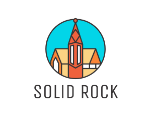 Colorful Cathedral Structure logo design