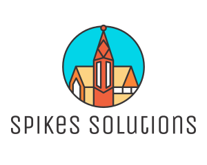 Colorful Cathedral Structure logo design