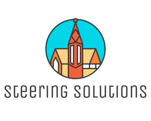 Colorful Cathedral Structure logo design