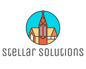 Colorful Cathedral Structure logo design