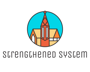 Colorful Cathedral Structure logo design