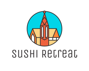 Colorful Cathedral Structure logo design