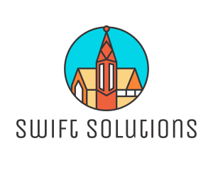 Colorful Cathedral Structure logo design