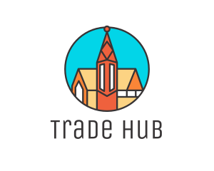 Colorful Cathedral Structure logo design