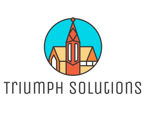 Colorful Cathedral Structure logo design