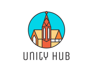 Colorful Cathedral Structure logo design