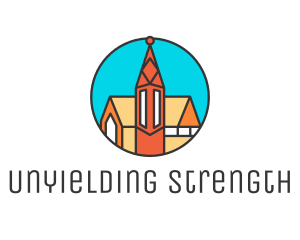 Colorful Cathedral Structure logo design